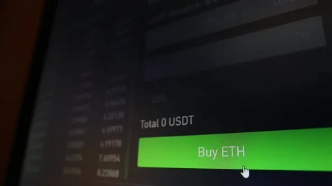 Computer screen with the mouse cursor on the Buy ETH button Stock Footage 171446691