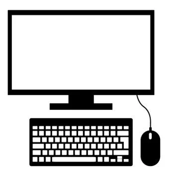 Computer screen mouse keyboard office work silhouette illustration Stock Illustration