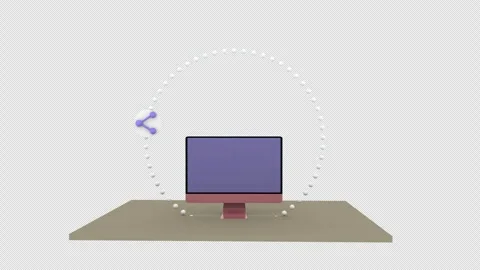 A computer screen with multiple icons around it share graph, search and gea.. Stock Footage 297647595