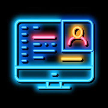 Computer screen neon glow icon illustration 스톡 일러스트