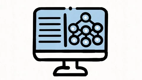 Computer Screen with Network Diagram Data Technology Animation Stock Footage 341802298