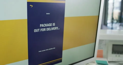 Computer screen, office or ecommerce, website or order tracking for online Stock Footage 257189303