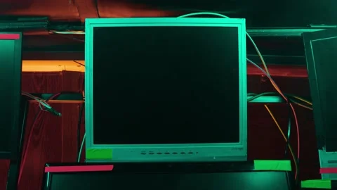 Computer screen. Old vintage screen. Display  Video stock 199219143