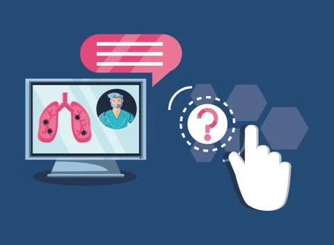 Computer screen with online medical support Stock Illustration