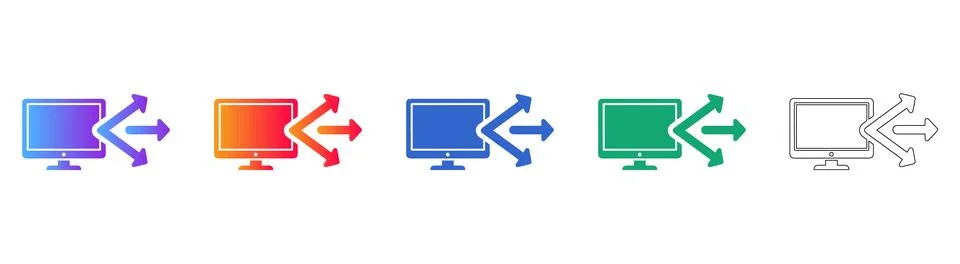 Computer Screen Output Icons Stock Illustration