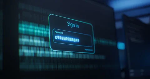 Computer Screen with Password Hacking Software Stock Footage 318965582