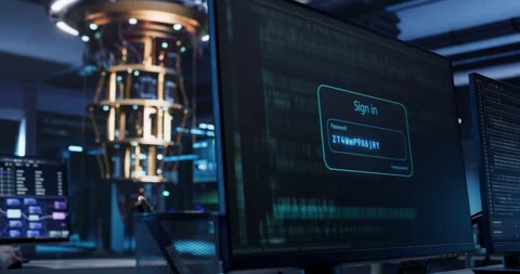 Computer Screen with Password Hacking Software Stock Footage 318965598