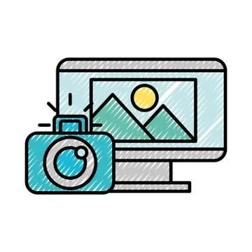 Computer screen photographic camera photo Ilustración de archivo