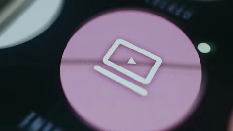 Computer screen with a play button icon representing Interactive video Stock Footage 334927420