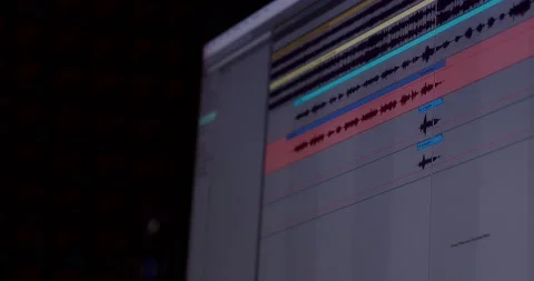 Computer screen with program interface with song track playback. Stock Footage 165882864