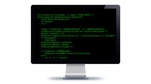 Computer Screen with Programming Code on White Background. Alpha Channel, 4K 스톡 동영상 107578642