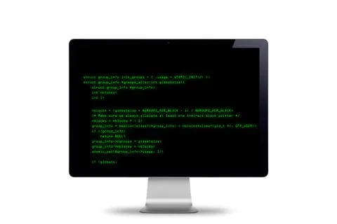 Computer Screen with Programming Code on White Background. 3D illustration Stock Illustration