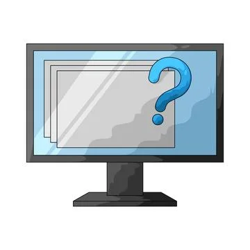 Computer screen with question illustration Stock Illustration