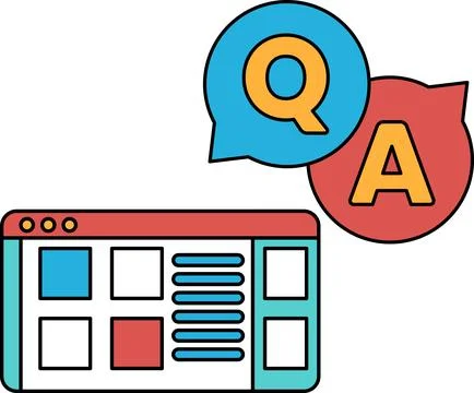 A computer screen with a question mark and an A on it 스톡 일러스트