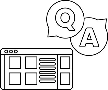 A computer screen with a question mark and an A on it Illustrazione stock