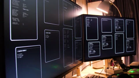 Computer screen with random code frame 스톡 동영상 335057525