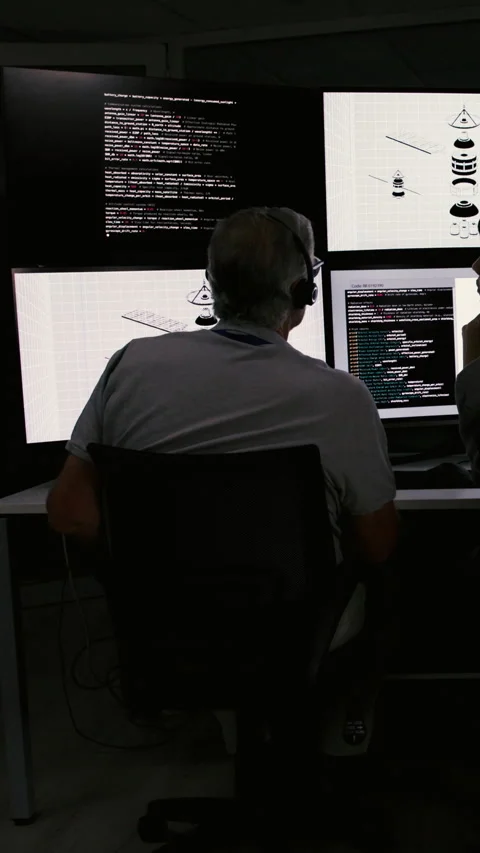 Computer screen, reading and team with people in control room for rocket, Stock Footage 319246463