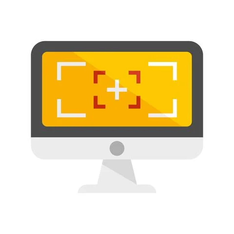 Computer screen recording icon flat isolated vector Stock Illustration