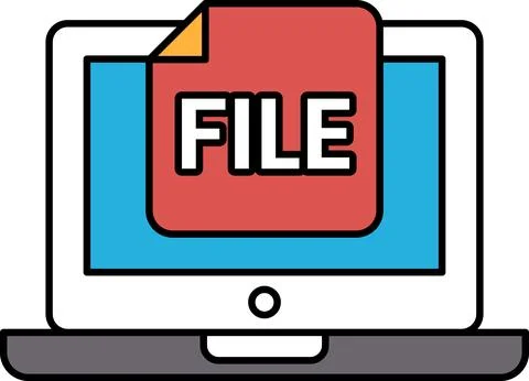 A computer screen with a red and blue file icon イラスト素材