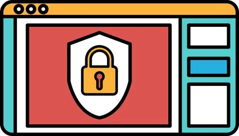A computer screen with a red background and a yellow lock on it 스톡 일러스트