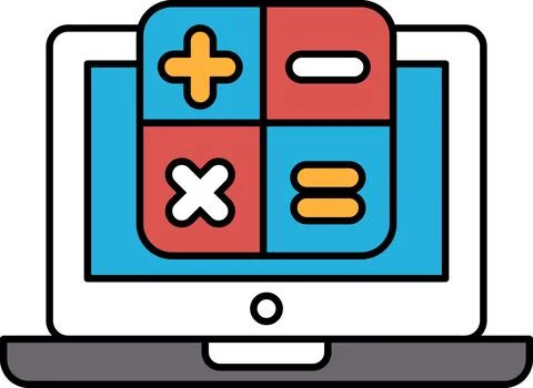 A computer screen with a red, blue and yellow square with an X and a plus sig Stock-Illustration