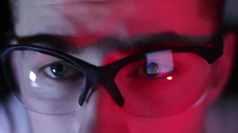 Computer Screen Reflection glasses | Stock Video | Pond5