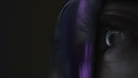 Computer Screen Reflects Off Womans Glasses Stock Footage 208714964