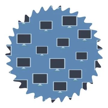 Computer screen round label Stock-Illustration