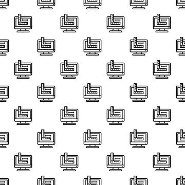 Computer screen with ruler design software seamless pattern 库存插图