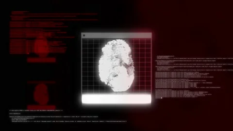 Computer Screen Runs Fingerprint Scanning Program During Criminal Investigation Stock Footage 211880565