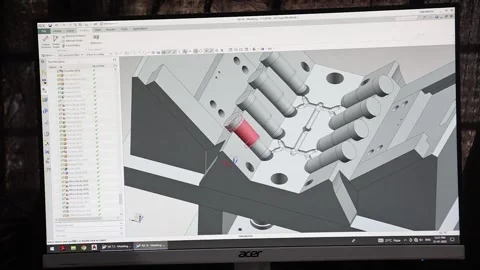 Computer screen scene, engineer creating in 3d software Diane Patton in Stock Footage 251635189