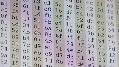 Computer screen scrolling with hexadecimal security code 스톡 동영상 323478558