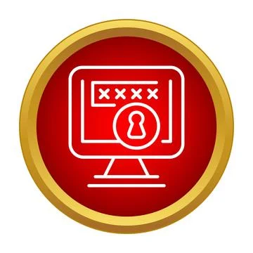 Computer screen with secure login password icon 库存插图