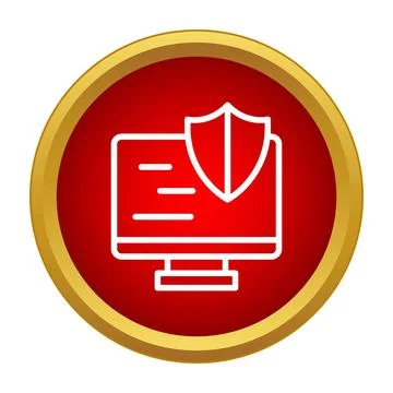 Computer screen with shield icon representing internet security イラスト素材