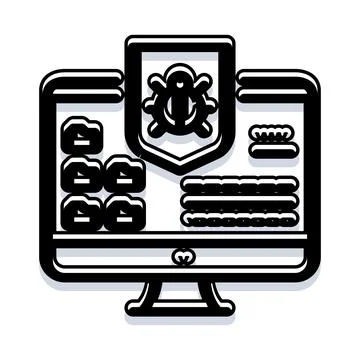 Computer screen showing antivirus protection against malware Illustrazione stock
