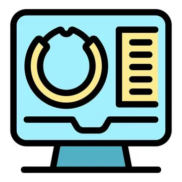 Computer screen showing bone density scan results with data analysis chart Illustrazione stock