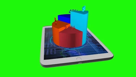 Computer Screen Showing Business Charts Isolated on Green Screen Background Stock-Footage 93786150
