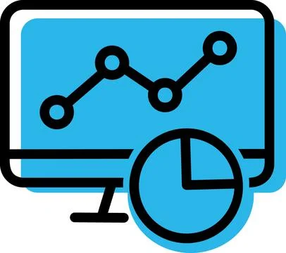 Computer screen showing business data analytics Illustrazione stock