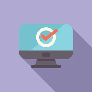 Computer screen showing check mark icon for successful operation Stock Illustration