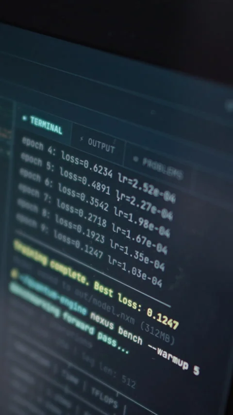 Computer Screen Showing Console Interface With Dark Theme In Office Stock Footage 333246438