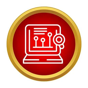 Computer screen showing data analysis with magnifying glass 스톡 일러스트
