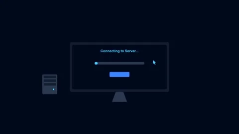 Computer screen showing data backup and server connection progress Stock Footage 346712455