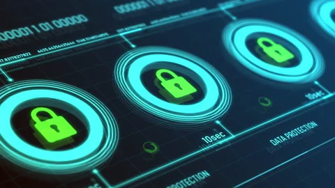 Computer screen showing data protection and security Video stock 163879828