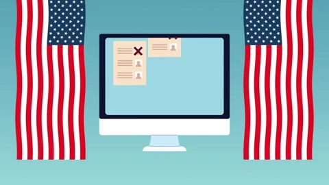 Computer screen showing digital voter registration forms with crossed out c.. Stock Footage 339193321