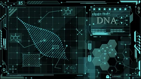 Computer screen showing dna strand with complex structure, abstract Stock Footage 284461953