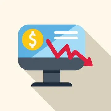 Computer screen showing economic recession with downward trend and dollar s.. Stock-Illustration