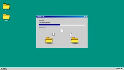 Computer screen showing file transfer progress bar Stock Footage 346540140