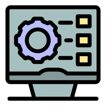 Computer screen showing gear and checkboxes, representing software developm.. Stock Illustration