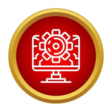 Computer screen showing gear icon for settings update Stock Illustration