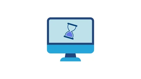 Computer screen showing hourglass animation isolated on white background Video stock 336012090